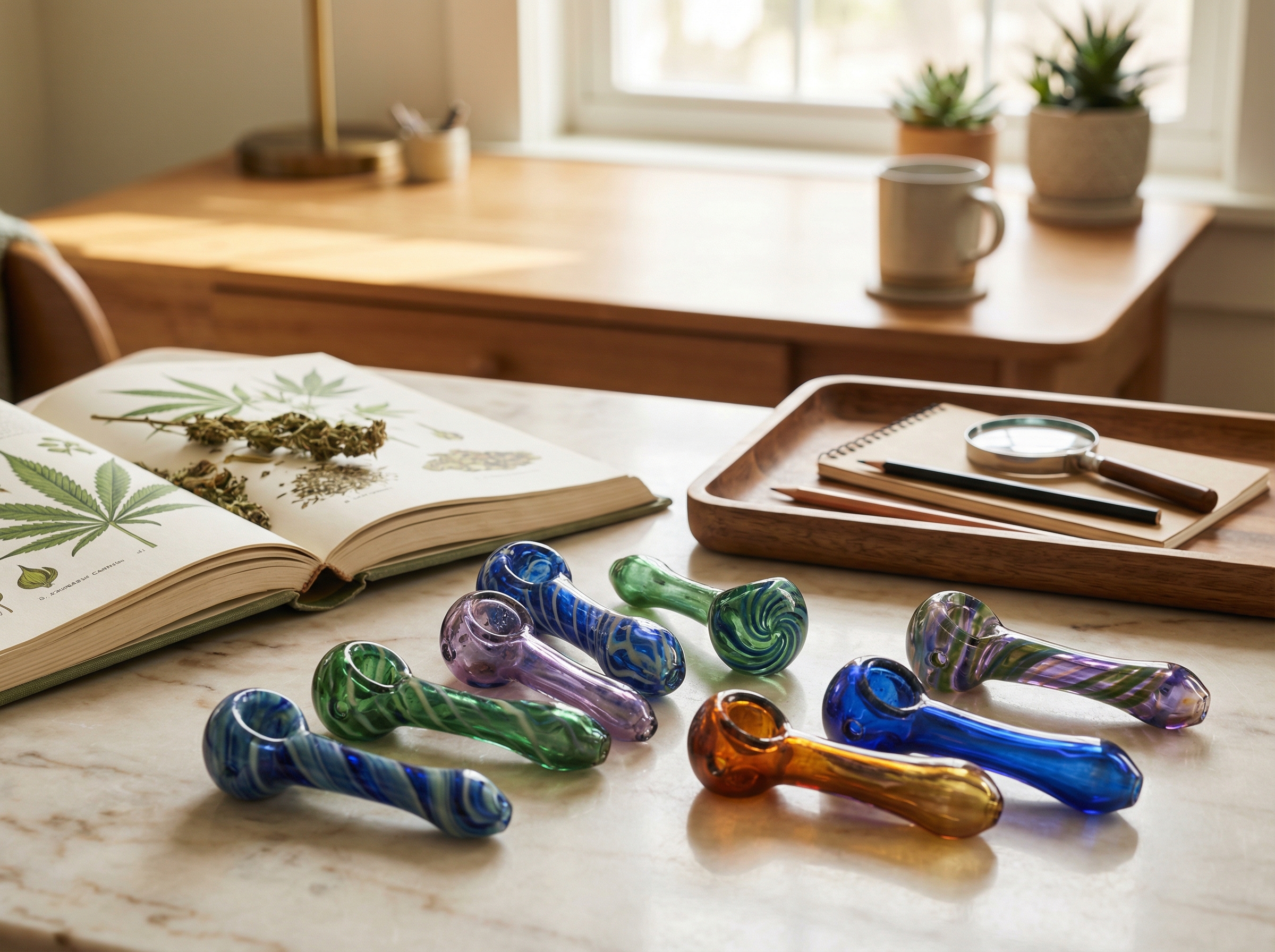 Handblown glass pipes come in endless colors and styles