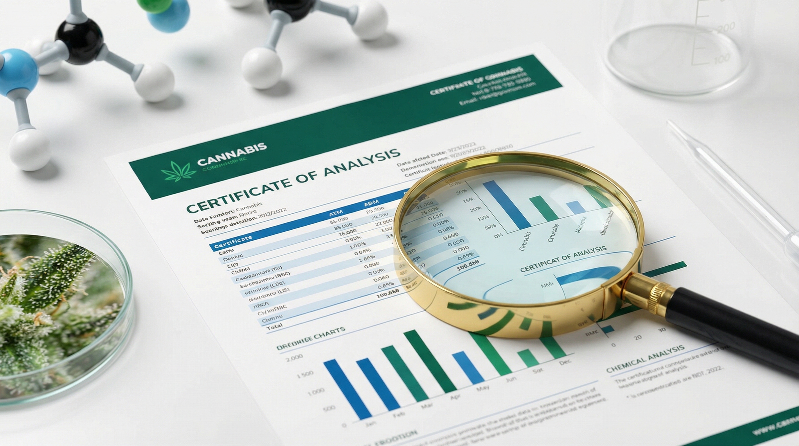 A COA is your product - authoritative yet accessible, modern, professional style illustration for How to Read Cannabis Lab Results: Your Complete COA Guide