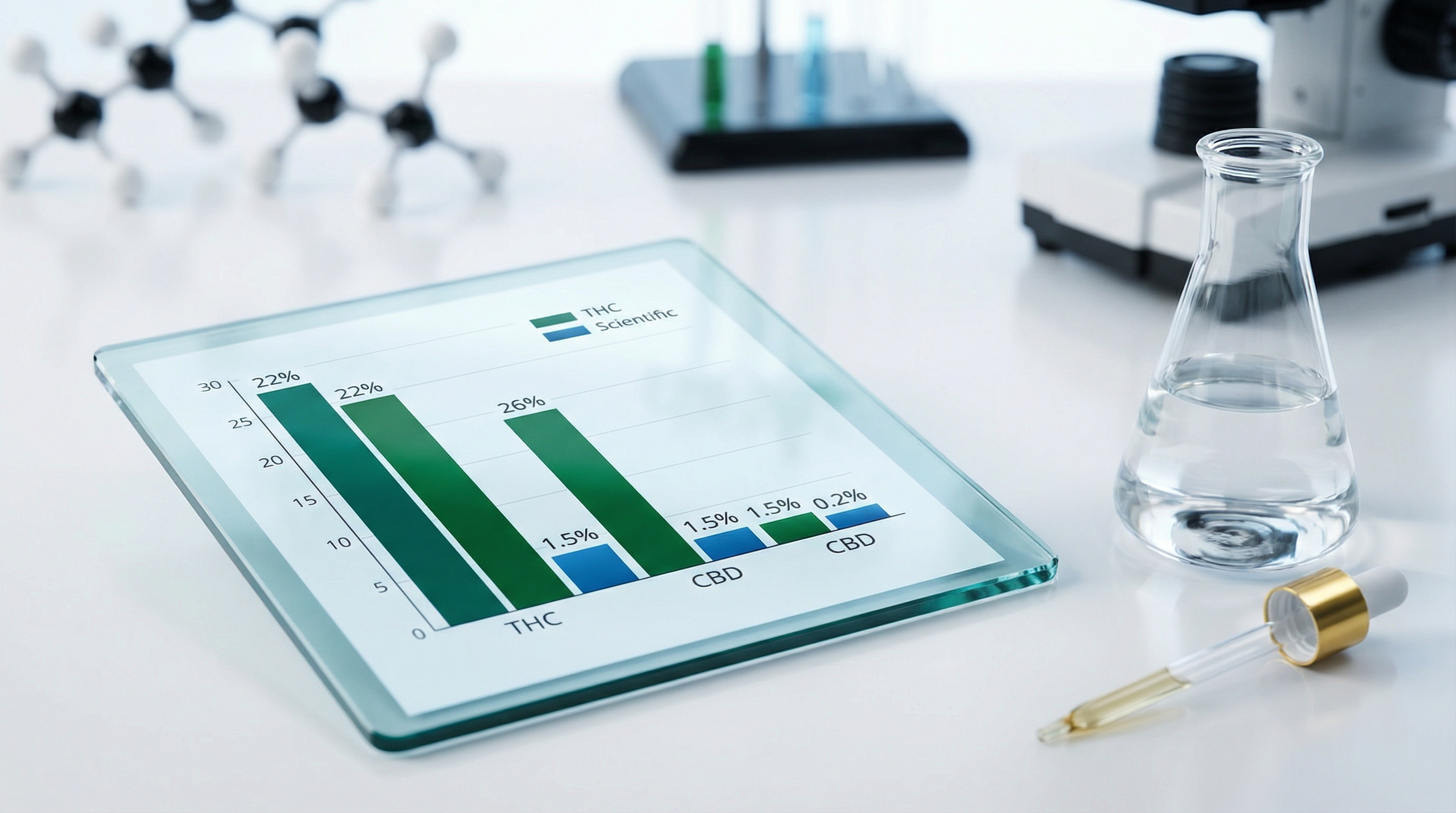 Potency results break down exactly which cannabinoids are in your product and how much - authoritative yet accessible, modern, professional style illustration for How to Read Cannabis Lab Results: Your Complete COA Guide