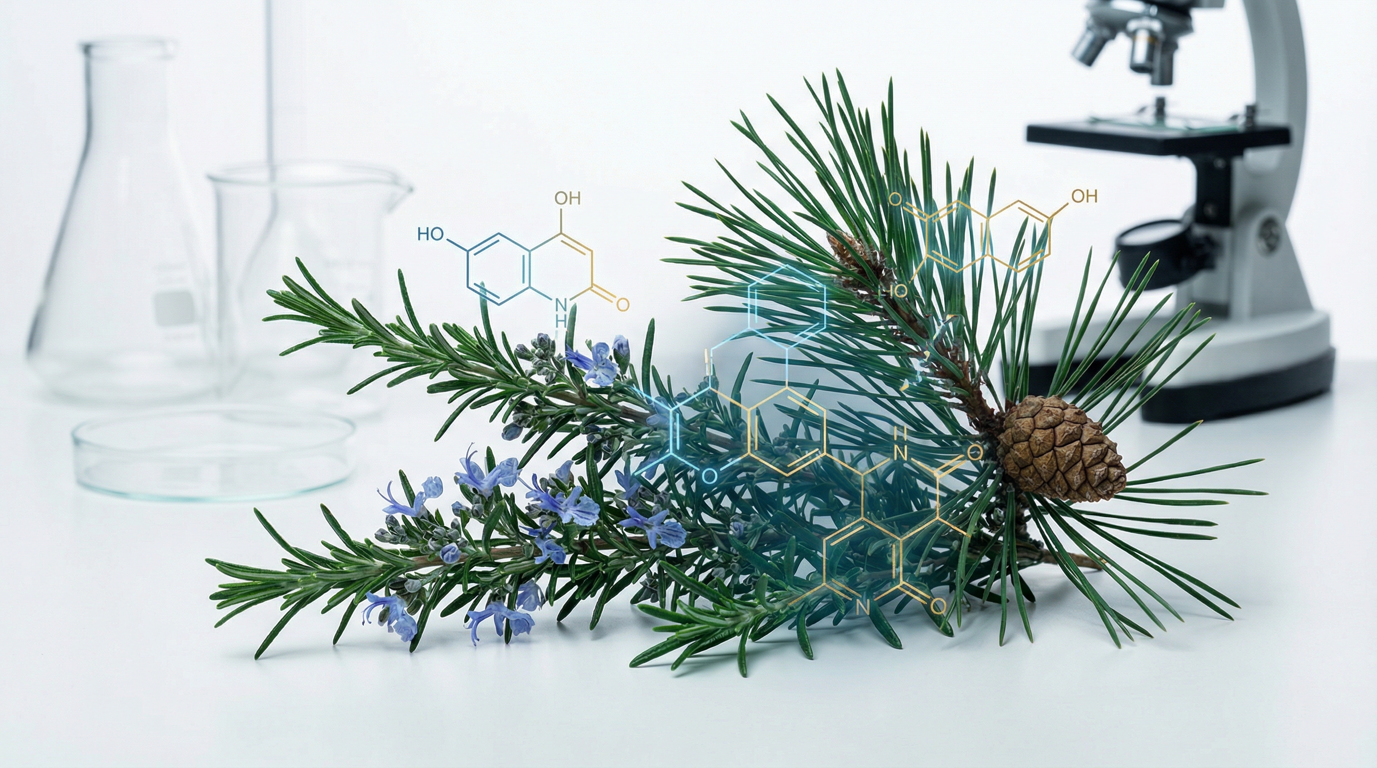 Pinene is found abundantly in pine trees, rosemary, basil, and certain cannabis chemotypes