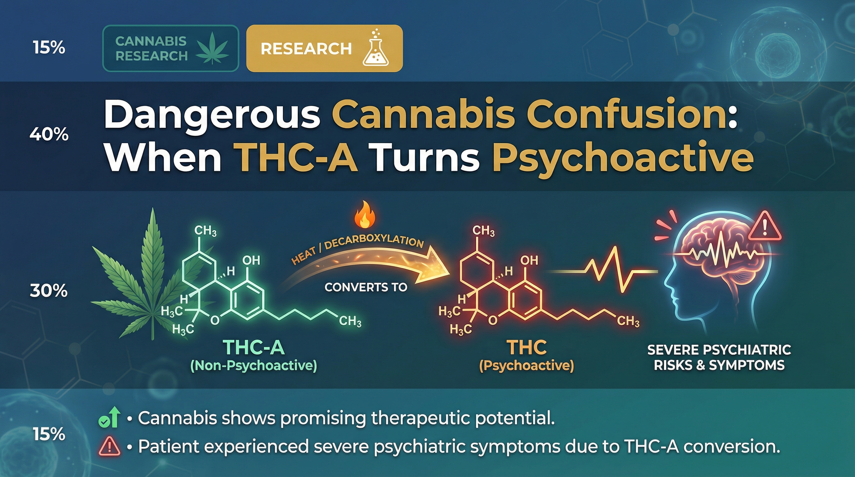 Scientific illustration for Suicide attempt and paranoia persisting for 28 days following heavy delta-9-tetrahydrocannabinolic acid and tetrahydrocannabinol use: A case report.
